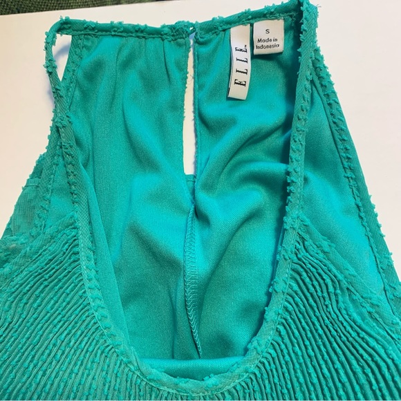 Aqua Halter Sundress Micropleat Dress, A-Line, shift, With waist tie - Picture 2 of 5